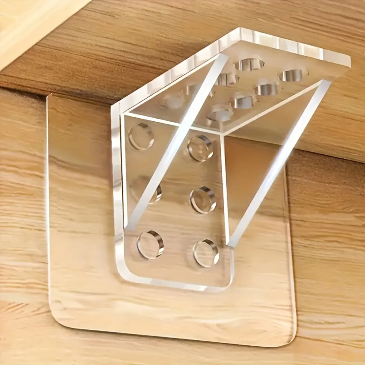 15 Pcs Heavy Duty Acrylic Shelf Brackets, Hidden Floating Wall Mount Acrylic Shelf Support Pegs with 66Lbs Load Capacity, 2.75x2.75 In Self-Adhesive No-Drill Layer Claps for Wardrobe Cabinet Kitchen Office