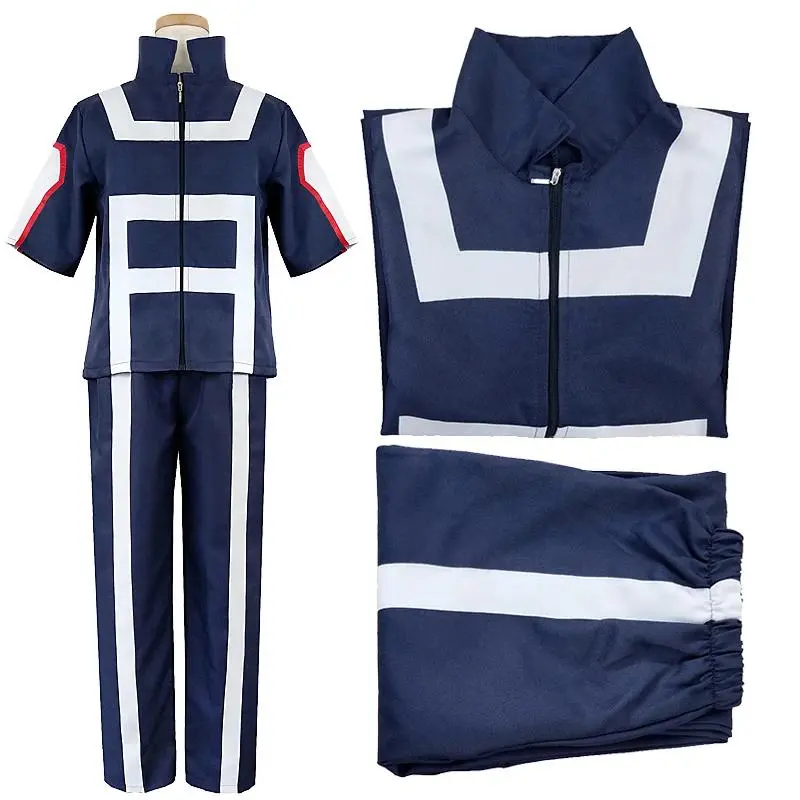 My Hero Academia Cosplay Polyester Stripe Menswear Top Set, Gym Sport Costume Uniform, Clothes