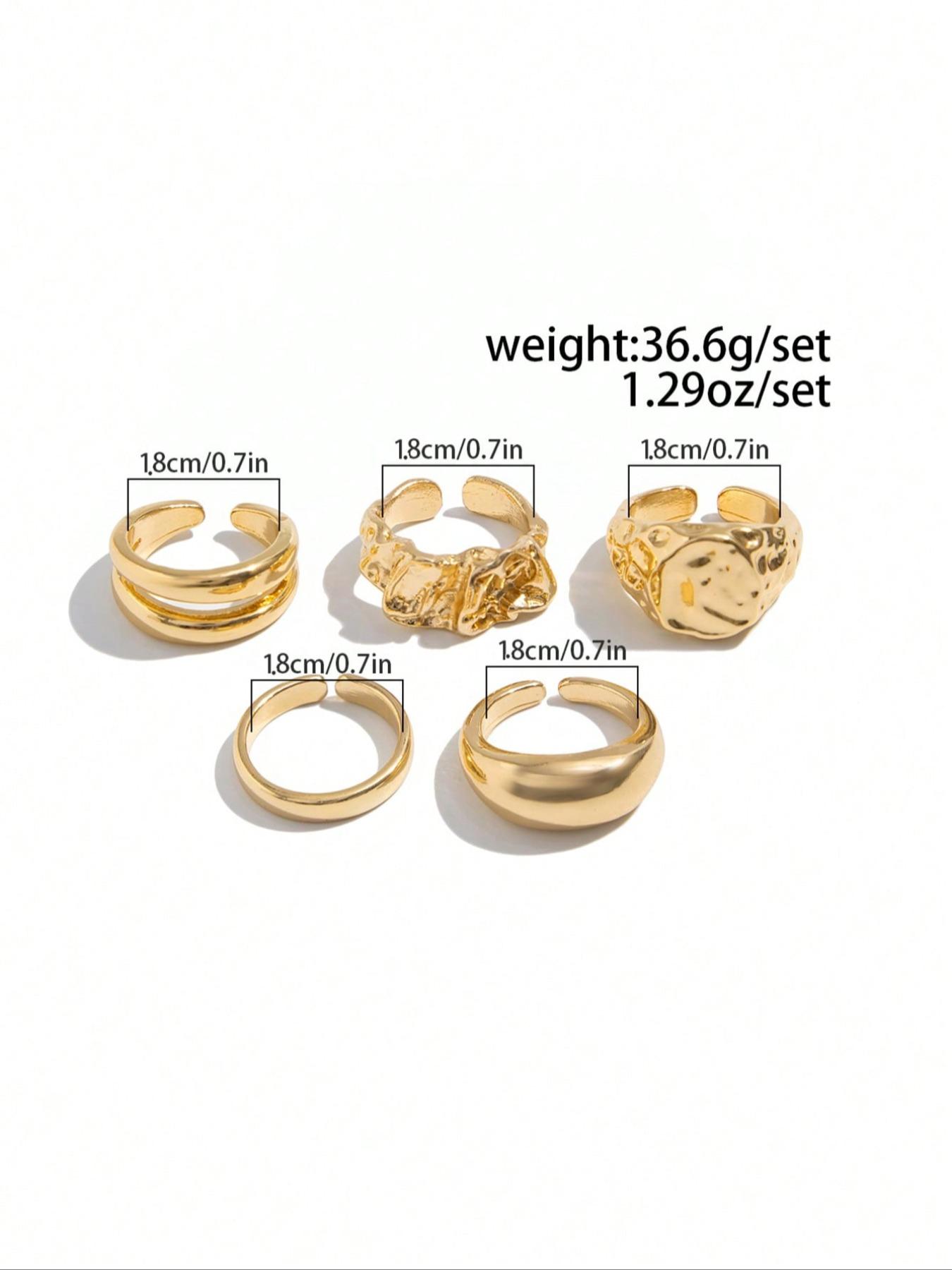 Men's Punk Style Geometric Liquid Metal Set, Zinc Alloy Adjustable Jewelry, Casual Fashion Accessory for All Seasons, Stacking Ring Set, Geometric Design Ring, Statement Rings, Stackable Rings