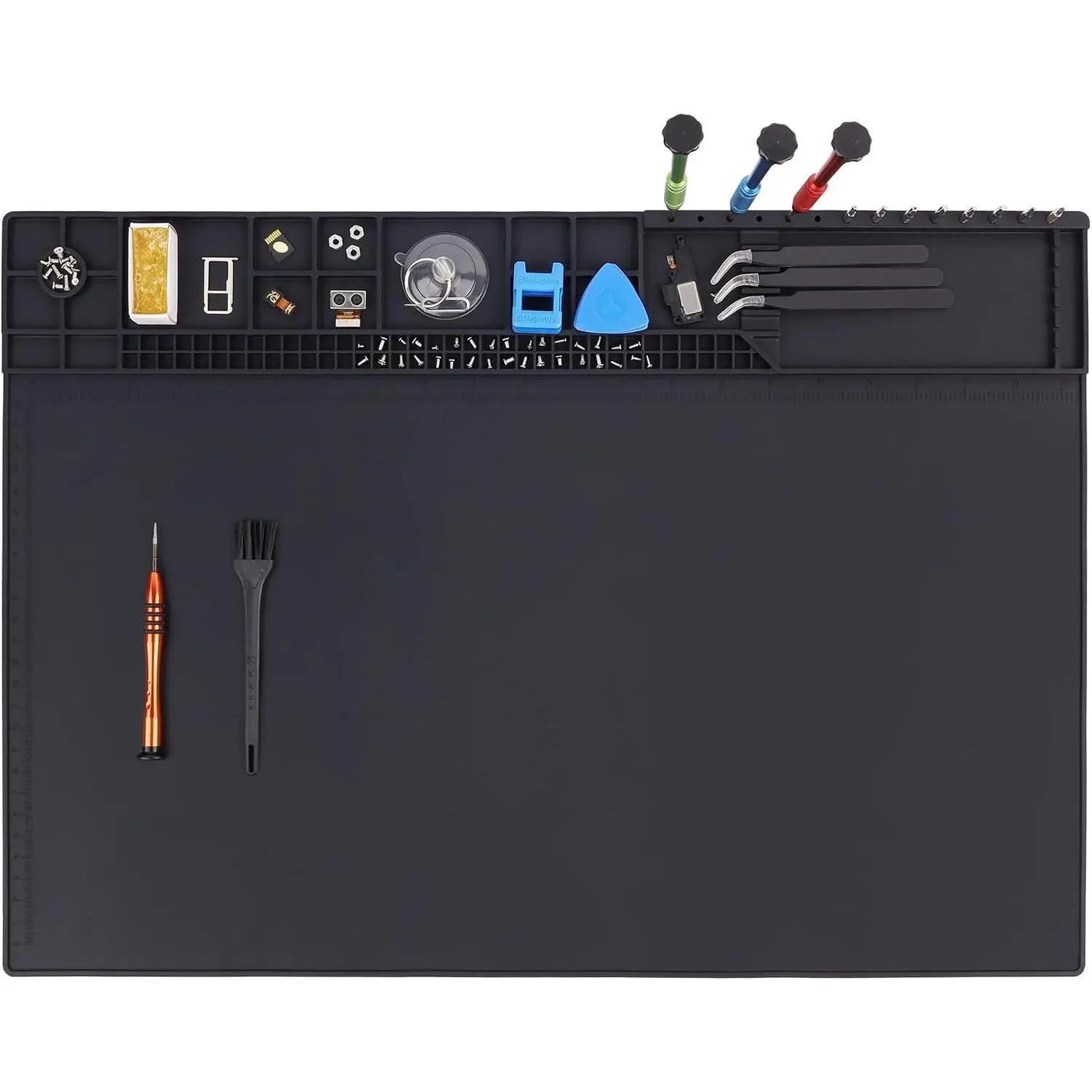 Premium Heat Resistant 932°F 22"x 14.2" Magnetic Silicone Soldering Mat Electronics Work Mat for Computer Cell Phone Laptop Repair,BGA Soldering Gun Iron Workbench Protection