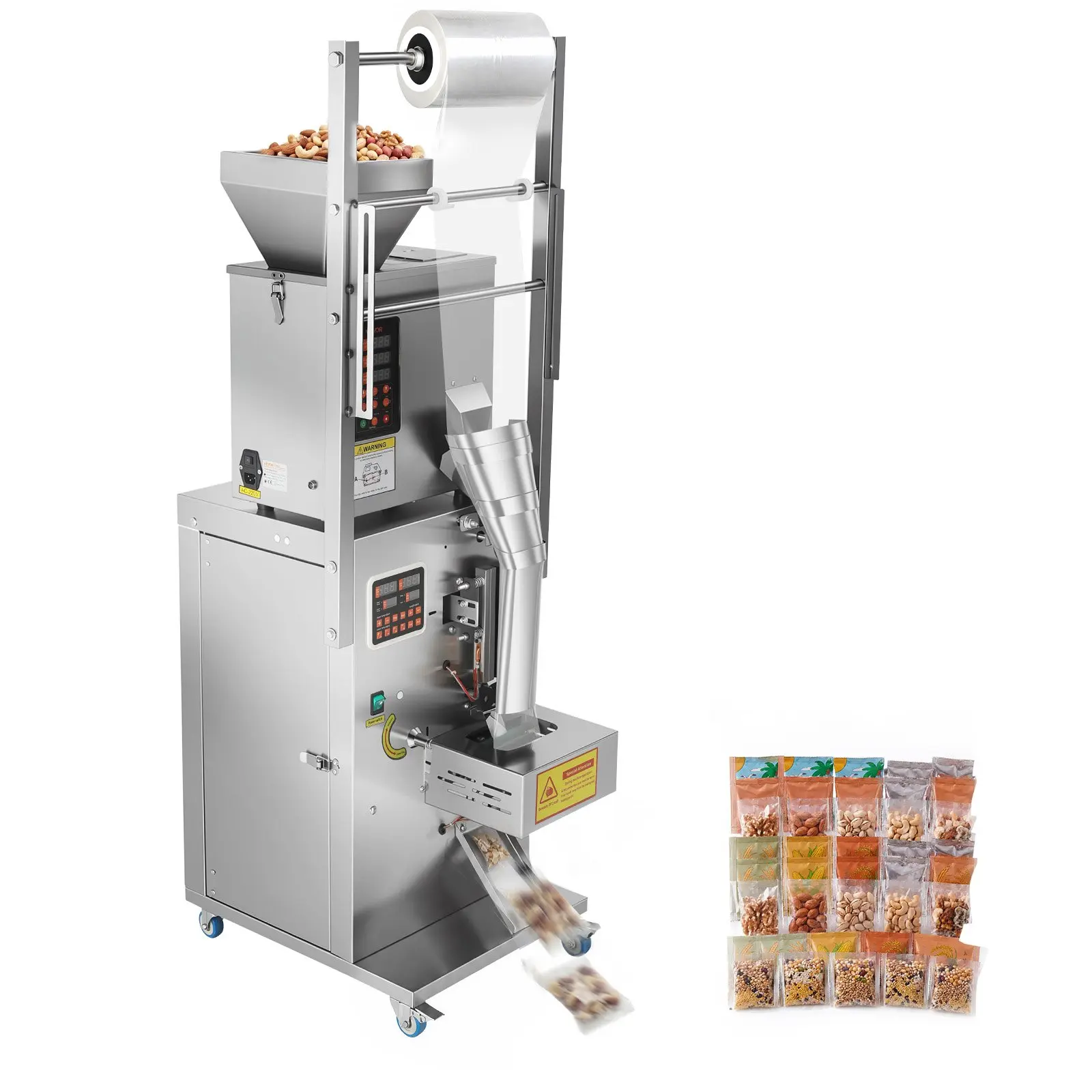 VEVOR Stainless Steel Automatic Filling & Sealing Machine, 3-200g(0.01-0.44lbs) Weighing Packaging Machine for Coffee Beans, Grains, Spices