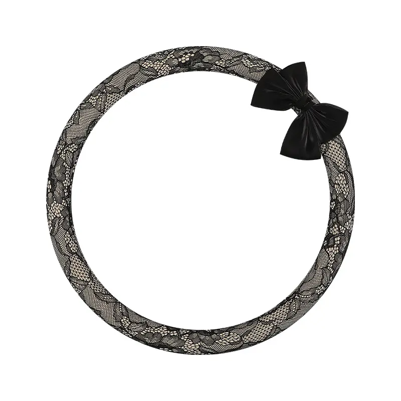 Lace Bow Car Steering Wheel Cover, Universal Anti-Slip Wheel Protector, Elegant Four Seasons Auto Accessory