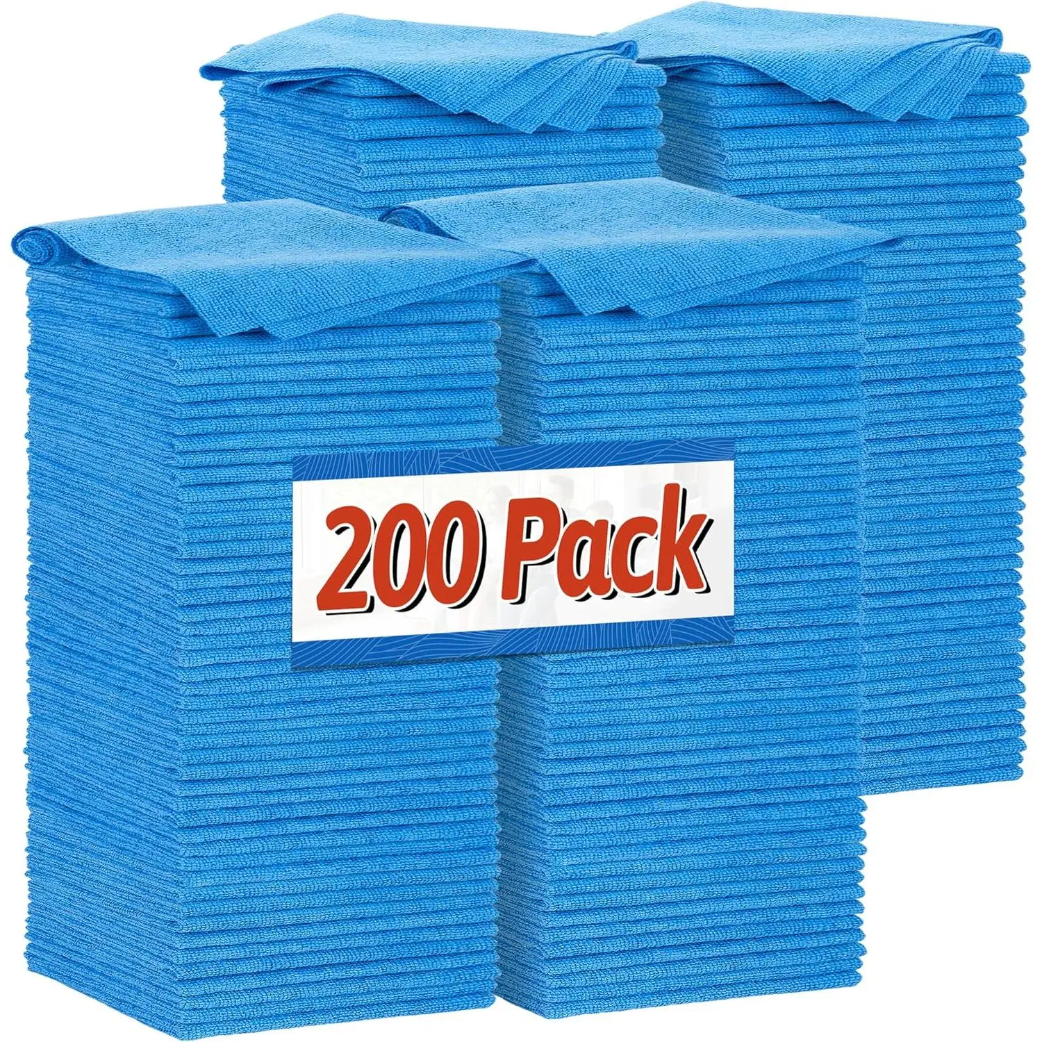 Microfiber Shop Towels (200 Bulk Pack) - All-Purpose Absorbent Cleaning Rags for Automotive, Garage, & Mechanic Use, 11.5 x 11.5 in, Multi-Colors, 4 Colors