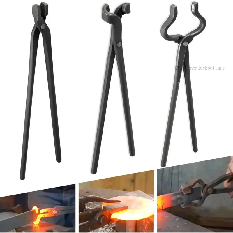 Tongs Set - Flat, and Assembled Tongs for Making, Blacksmithing, and Bladesmithing Steel Tongs CC45 Linen Hue Boutique