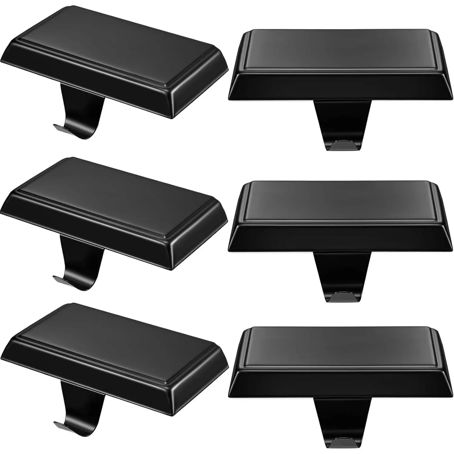 6 Pcs Christmas Stocking Holders for Mantel Metal Hanging Hooks Stocking Hangers for Fireplace Xmas Party Decoration(Black)