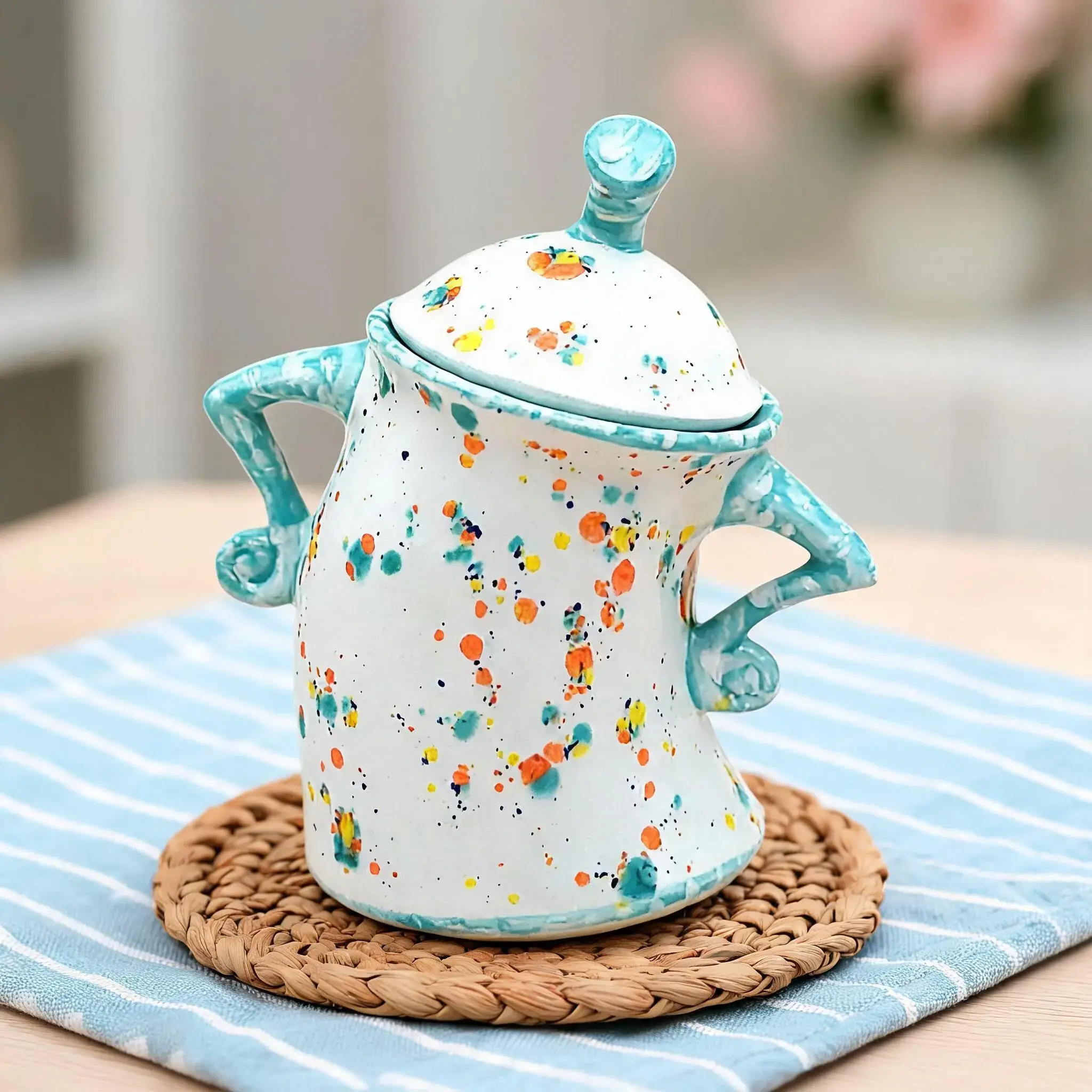 Funny Blue-And- Ceramic Mug Jars Full of Attitude Decorative Cup, Unique Personality Drinkware for Home Office Use, Stylish Drinkware