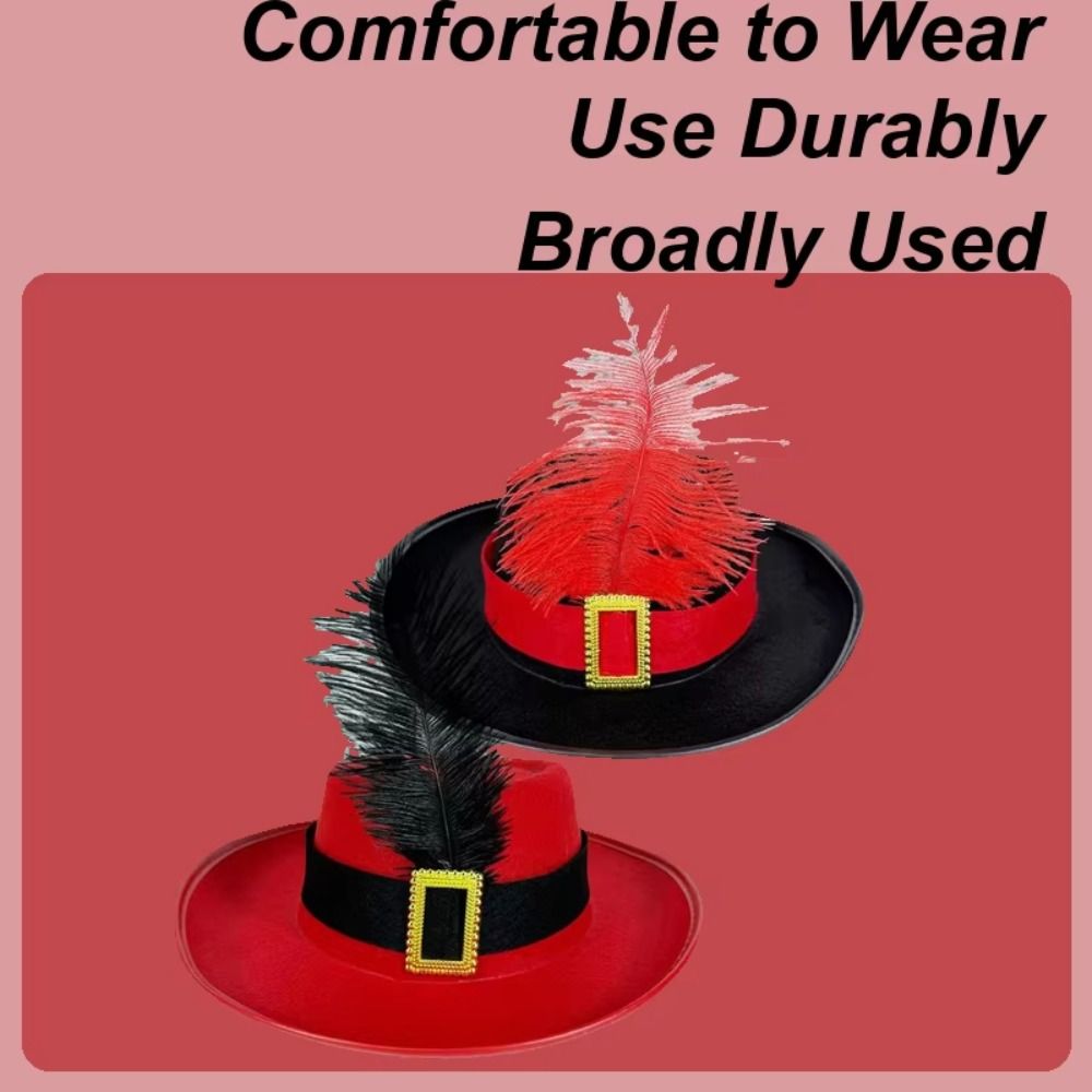 Vintage Black Musketeers Costume Hat Magician Hat With feathers Holiday Costume Hat Top Hats Stage Performance Kids Cosplay Hat