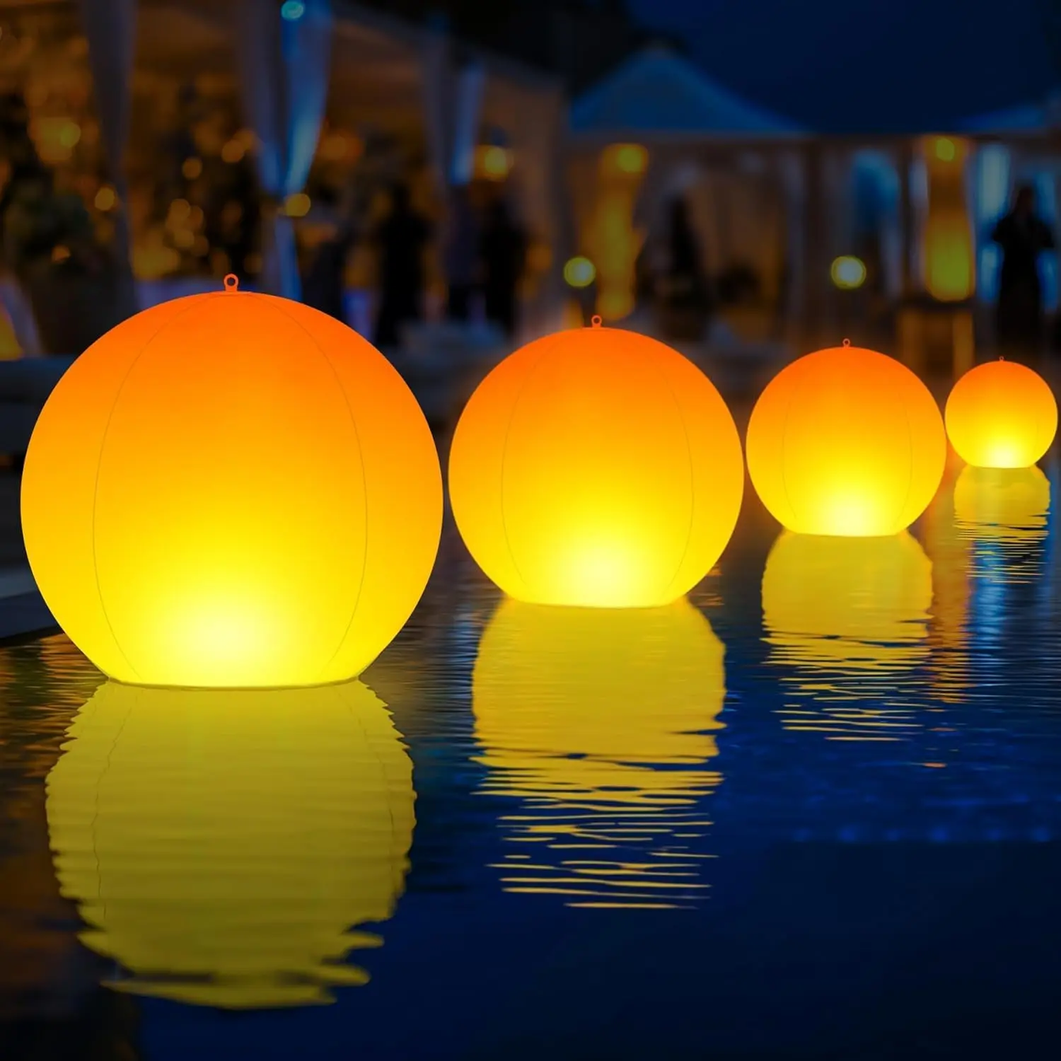 Solar Floating Pool Lights 14 Inch Flame Solar Pool Light Balls IP68 Waterproof Inflatable Glow Globe for Swimming Pool Pond Outdoor Decor 4PCS