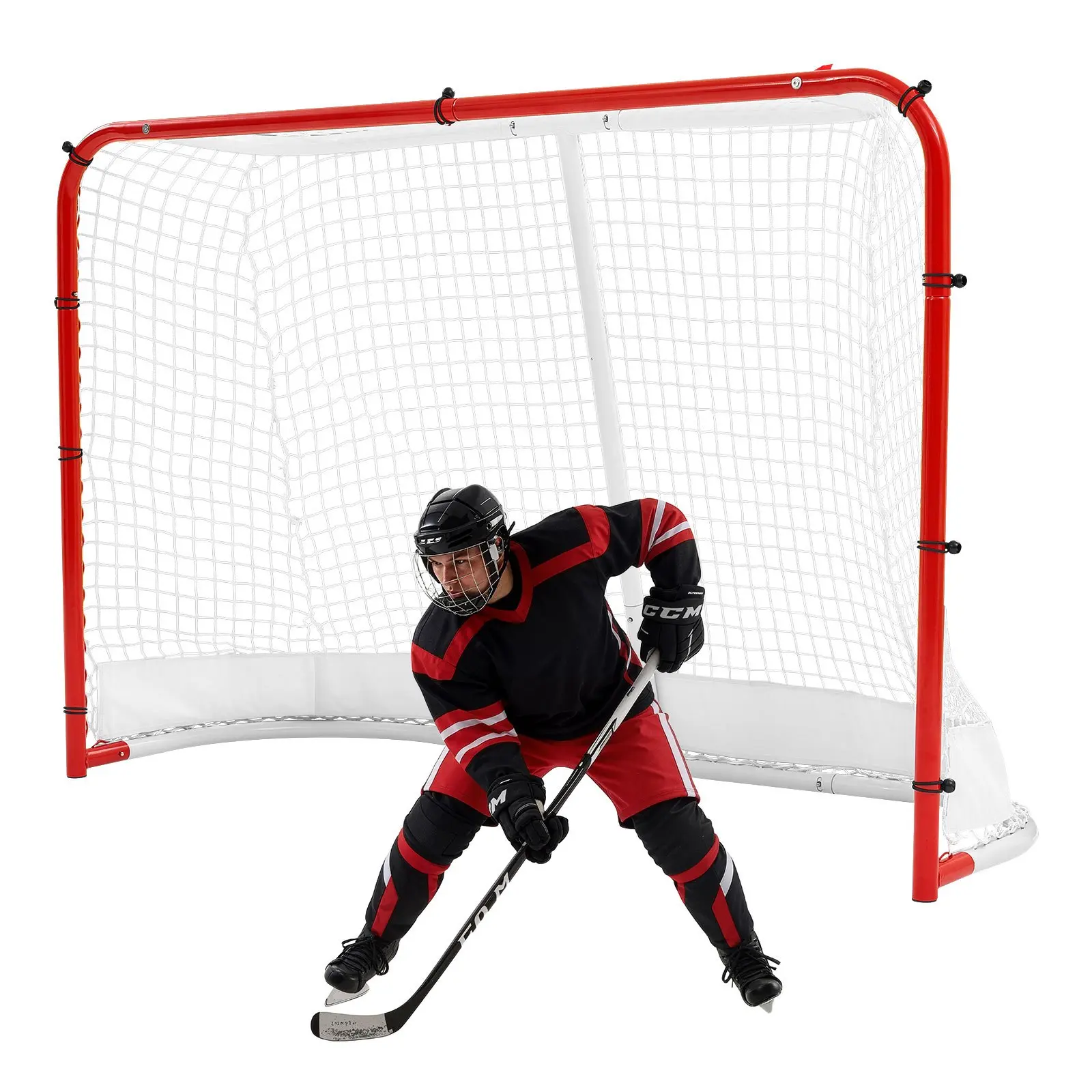 VEVOR Street Hockey Goal, Heavy-Duty Steel Street+ Roller Hockey Nets, Durable Hockey Net for Indoor Outdoor Use, Lightweight Portable Training, Easy Assembly for Backyard Park Garage, 72x 48 in