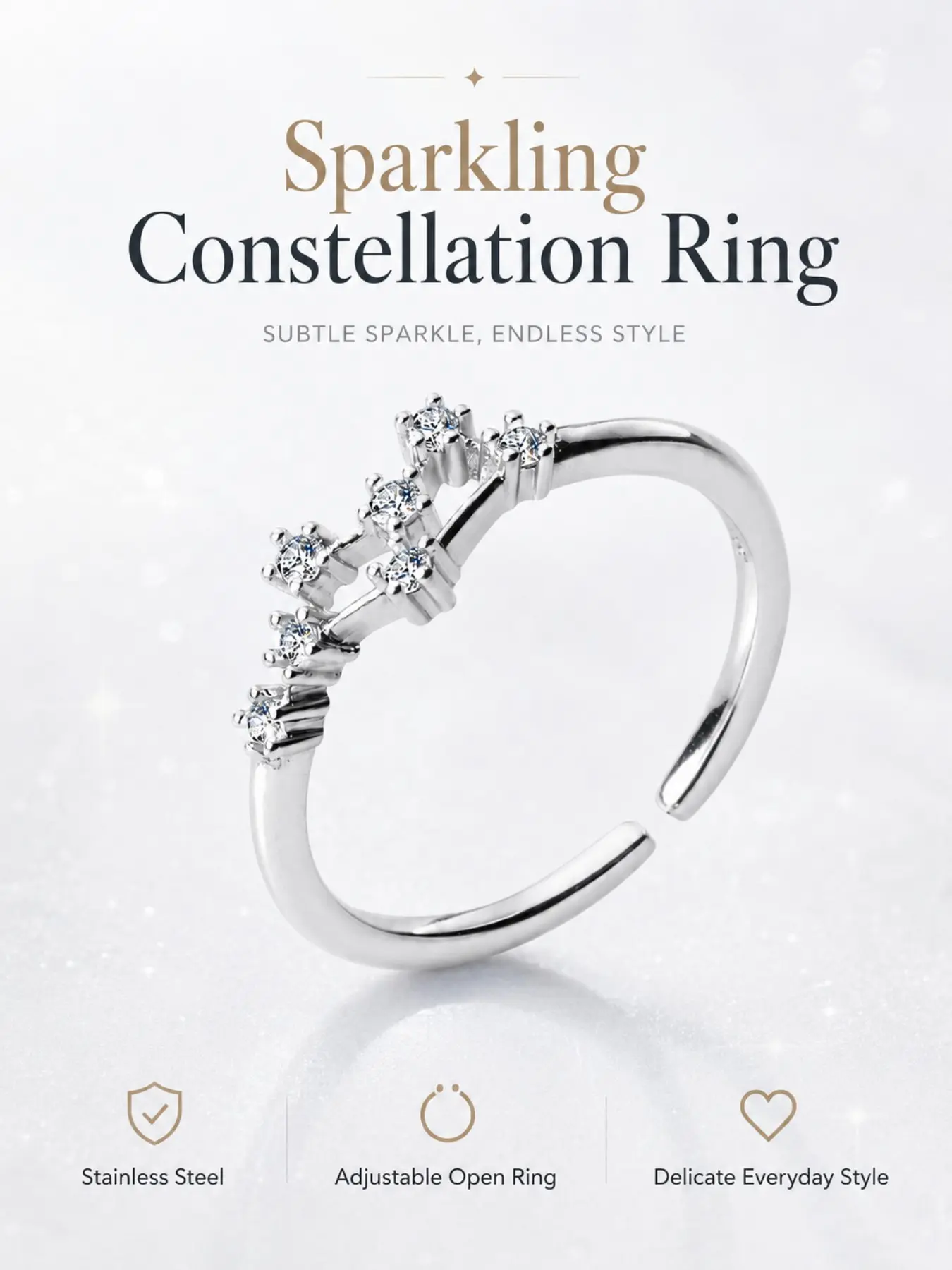 12 Zodiac Constellation Rings Set, Adjustable Open Star Sign Rings, Silver Tone Astrology Jewelry for Women, Fashion Ring