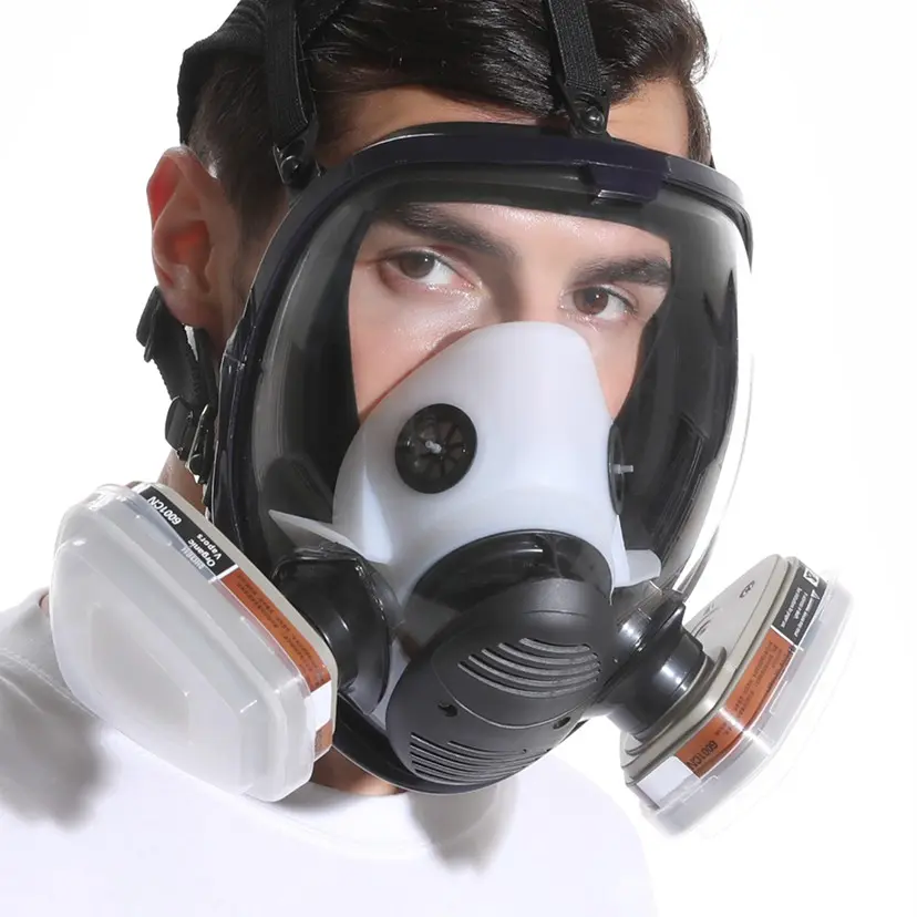 Reusable Full Face Cover Respirator, Safety Equipment, 7 in 1 Large Size Mask with Carbon Filters, Suitable for Paint Sprayer, Chemical, Woodworking, Dust Protector