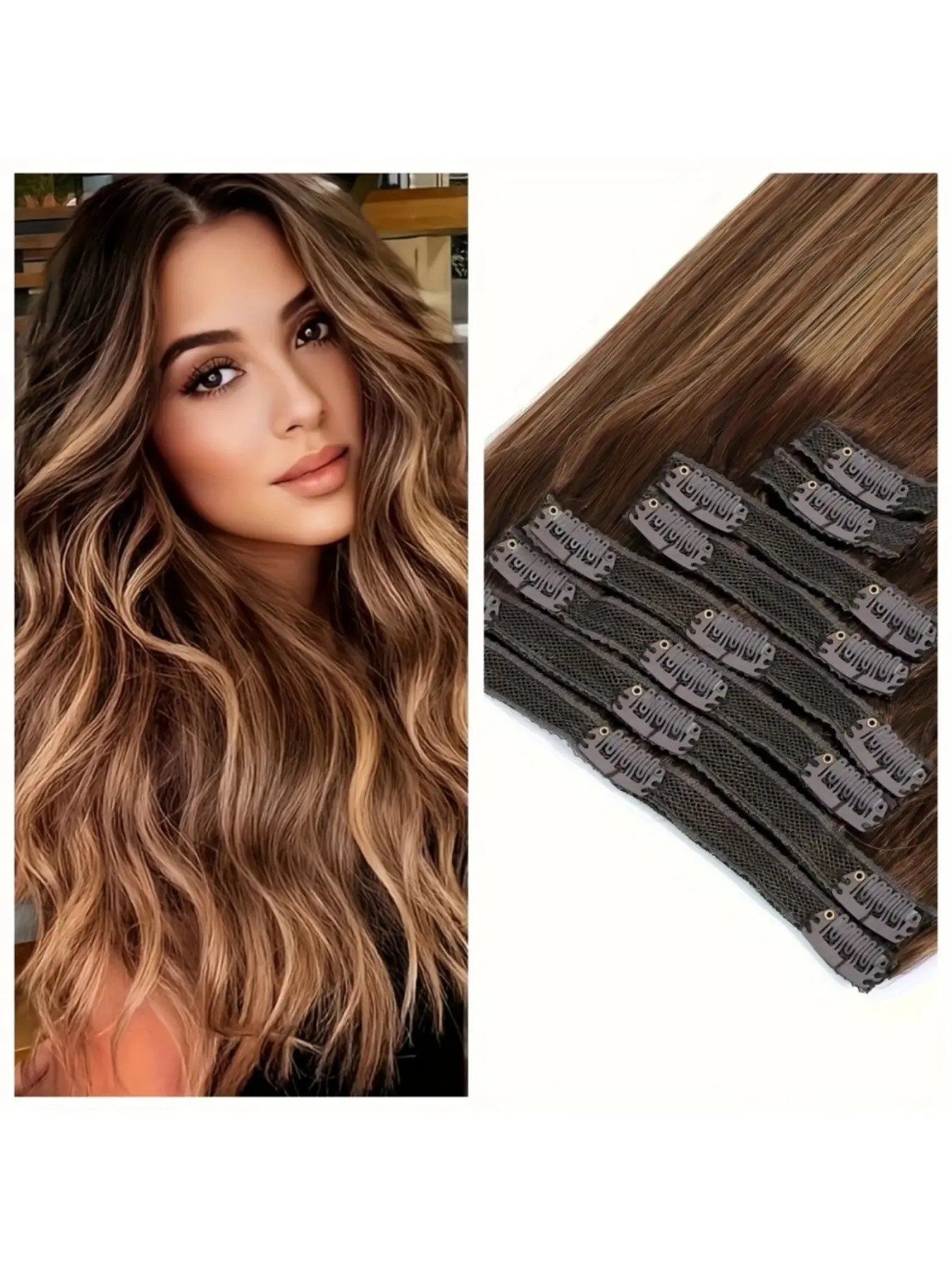 Clip in Human Hair Straight Extensions for Women 14–28 Inch 100g 8Pcs 18 Clips 1B/4/4-27/613 Seamless Natural Look Soft Lightweight Easy Install Hair Extensions Natural Black, Dark Brown,Highlight Ombre Honey Blonde