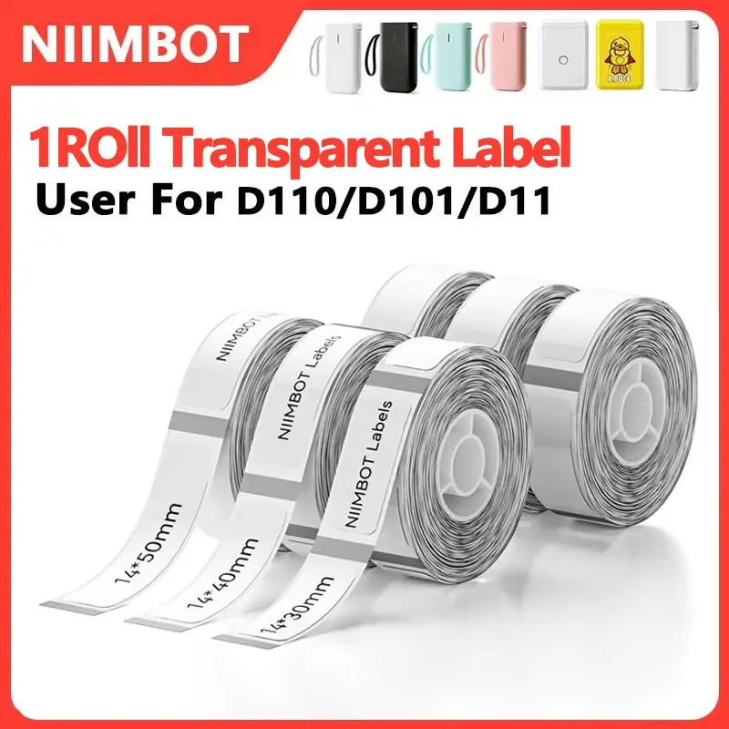 Niimbot D11/d110/d11h/d110m/d101 Labels, Transparent Self-Adhesive Thermal Paper, Waterproof Oil-Resistant, Portable Mini Label Printer, Sticky Labels
