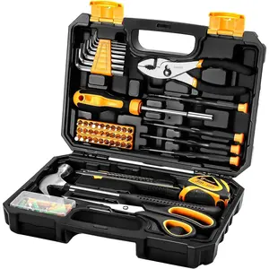 General Household Hand Tool Kit with Plastic Toolbox Storage Case, All Purpose Home Tool Kit Includes Essential Tools  Office College Repairs, 50 Piece