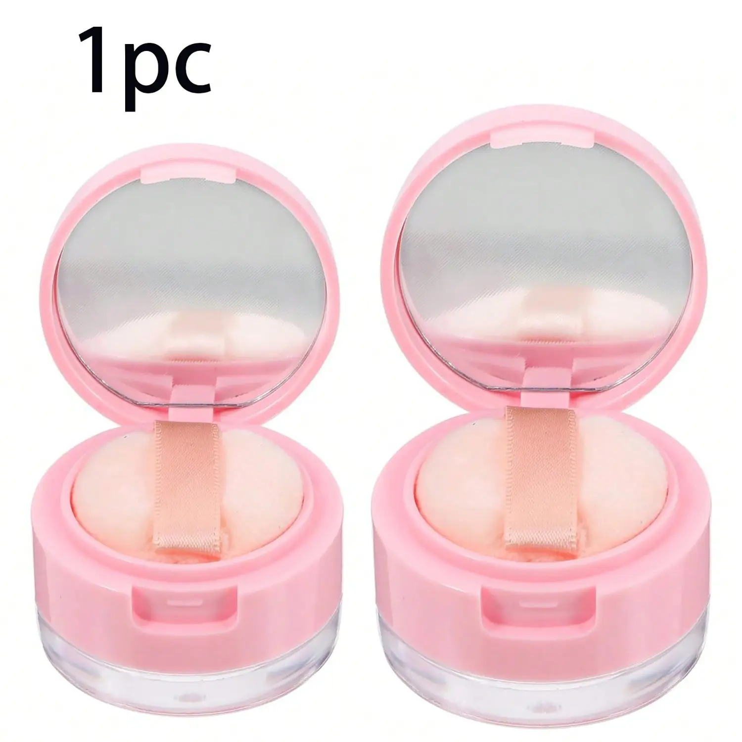 Reusable Powder Container with Sponge Sieve and Mirror, 3g+5g Capacity, Compact Design, Ideal for Loose Powder, Blush, Eyeshadow, Durable Makeup Organizer