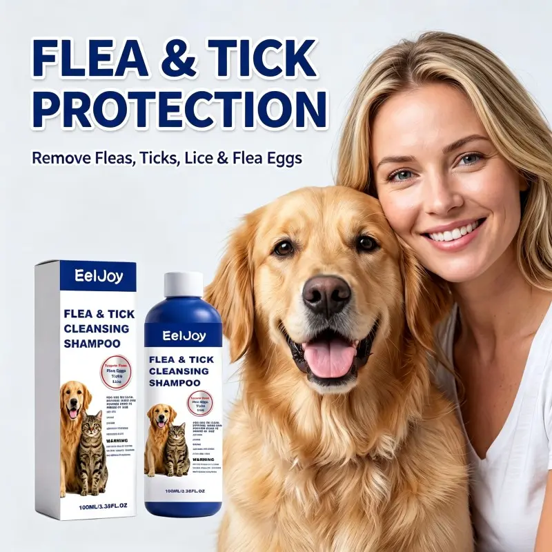 Pet Flea & Tick Cleansing Shampoo, Anti Lice Flea Egg Removal, Soothing Skin Care Shampoo for Dogs & Cats