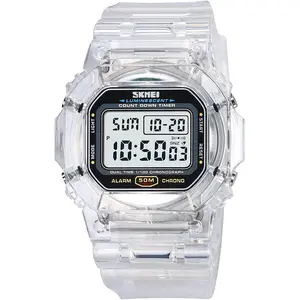 Outdoor Sport Unisex Watches LED Light Digital Watches Transparent Multifunctional Wristwatch for Men and Women Casual Style Stopwatch Date 5Bar Waterproof.