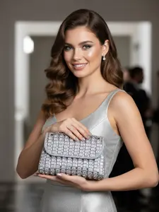Elegant Rhinestone Embellished Small Square Bag, Party Evening Bag, Shoulder Crossbody, High-End Women's Bag, All-Season Commuter Bag