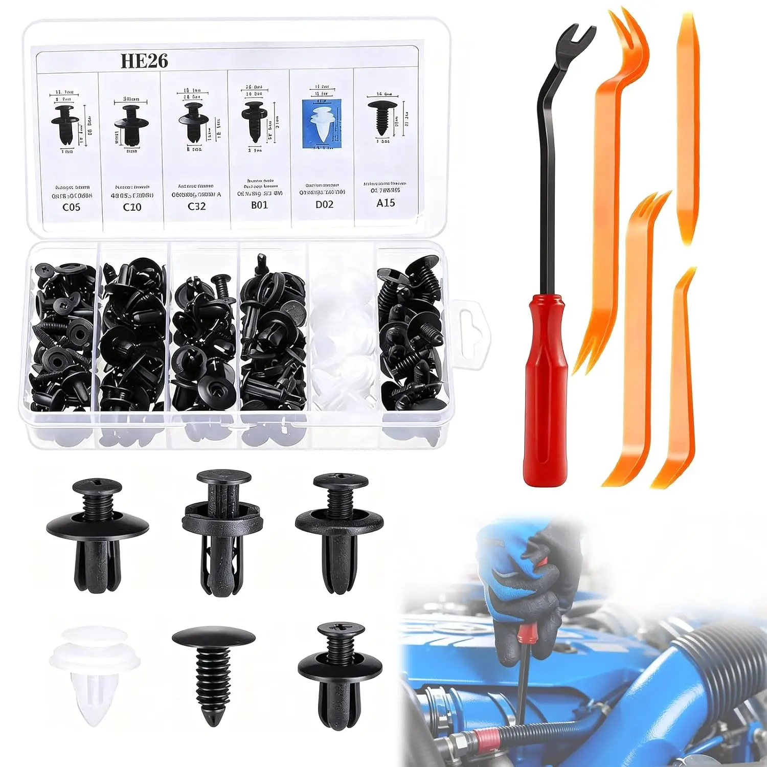 120pcs Universal Expansion Screw Clips Set, Expansion Screws for Cars, Multipurpose Fasteners for Mudguard Leaf Plates Door Panels