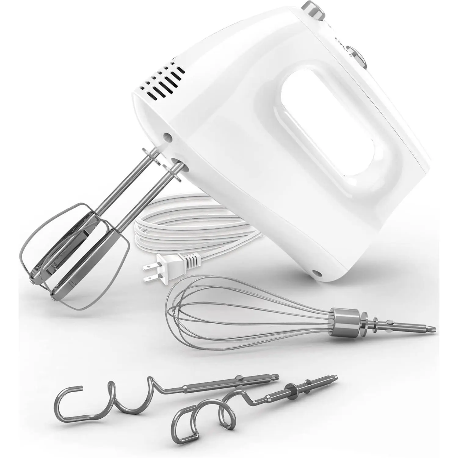 Hand Mixer, 400W Portable Kitchen Handheld Mixer with Eject Button, 5 Speed & 5 Stainless Steel Accessories,  and Whisk for Easy Whipping Cake, Cream, Batters, Cookies