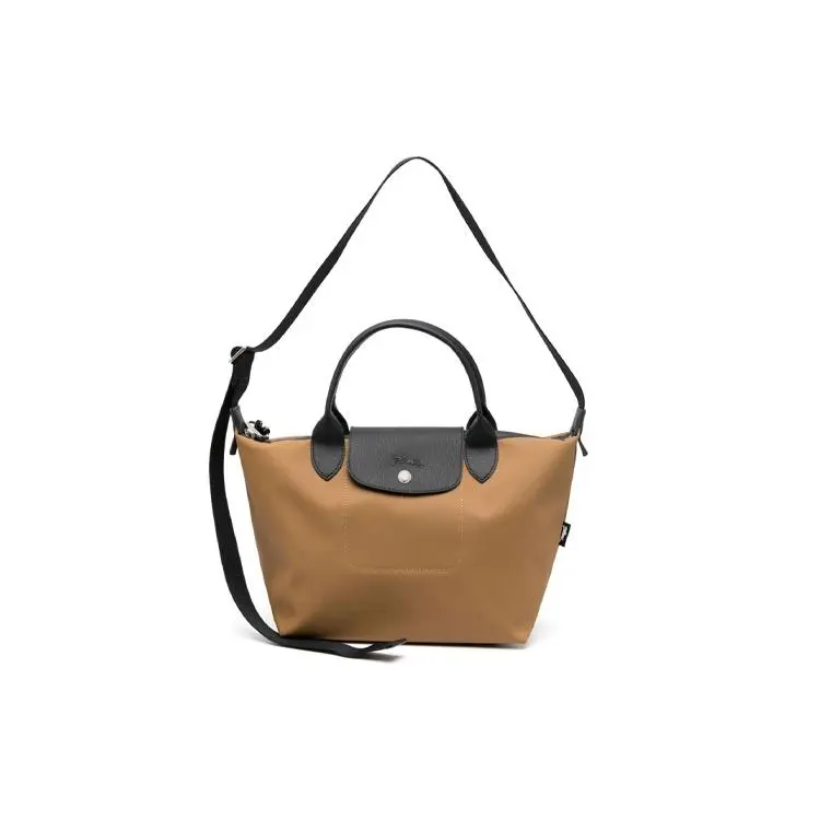 Longchamp Le Pliage Energy 25 Calfskin Foldover Crossbody Handbag for Women, Caramel Brown