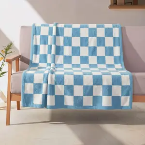 Elegant Comfort   Ultra Soft Checkered Knitted  Blanket