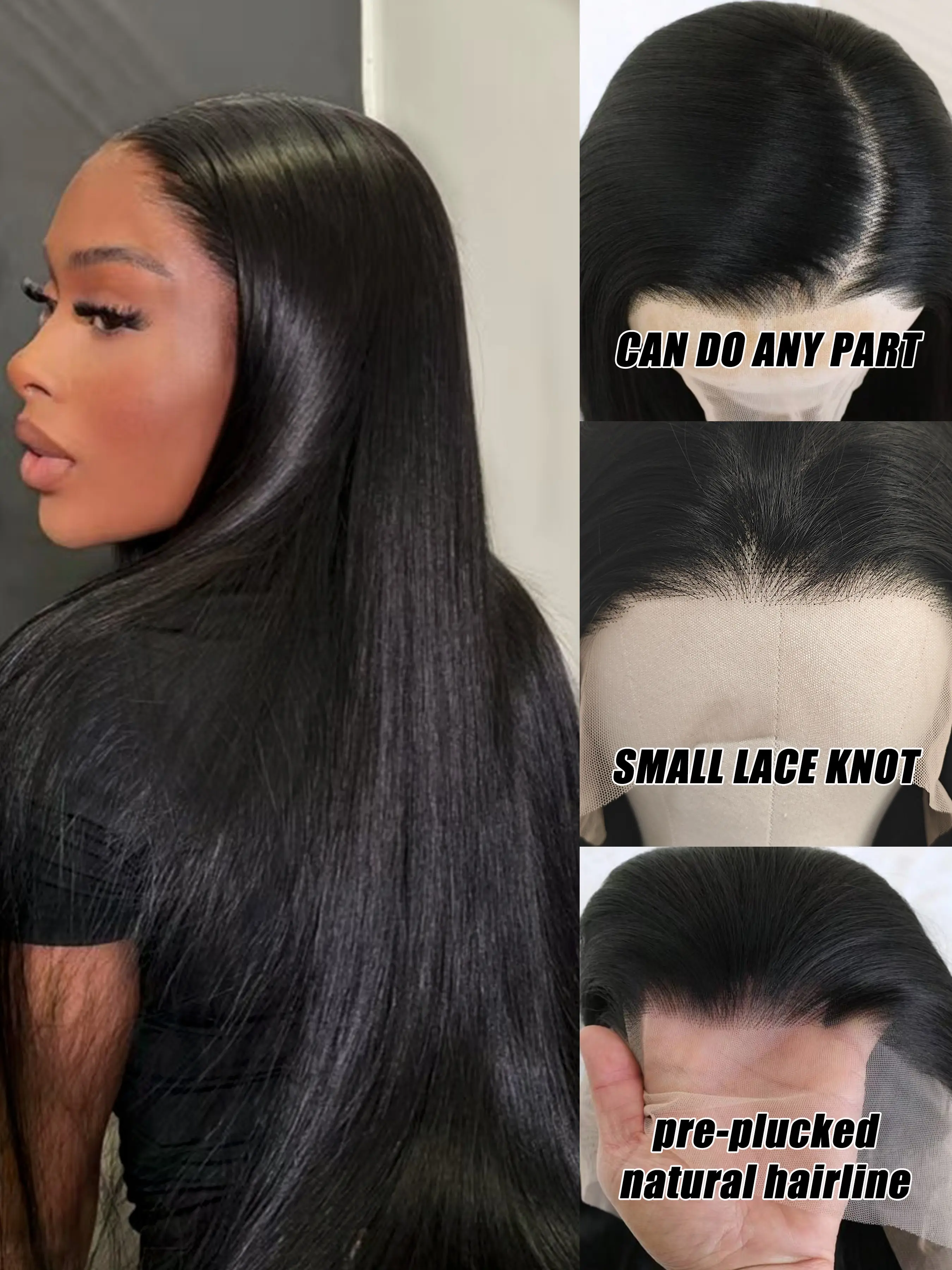 Long Straight Synthetic Wig, Free Part Natural Silky Smooth Hair, Unisex Heat-Resistant Fiber, Lace Front, 26 Inches, Suitable for Daily Wear