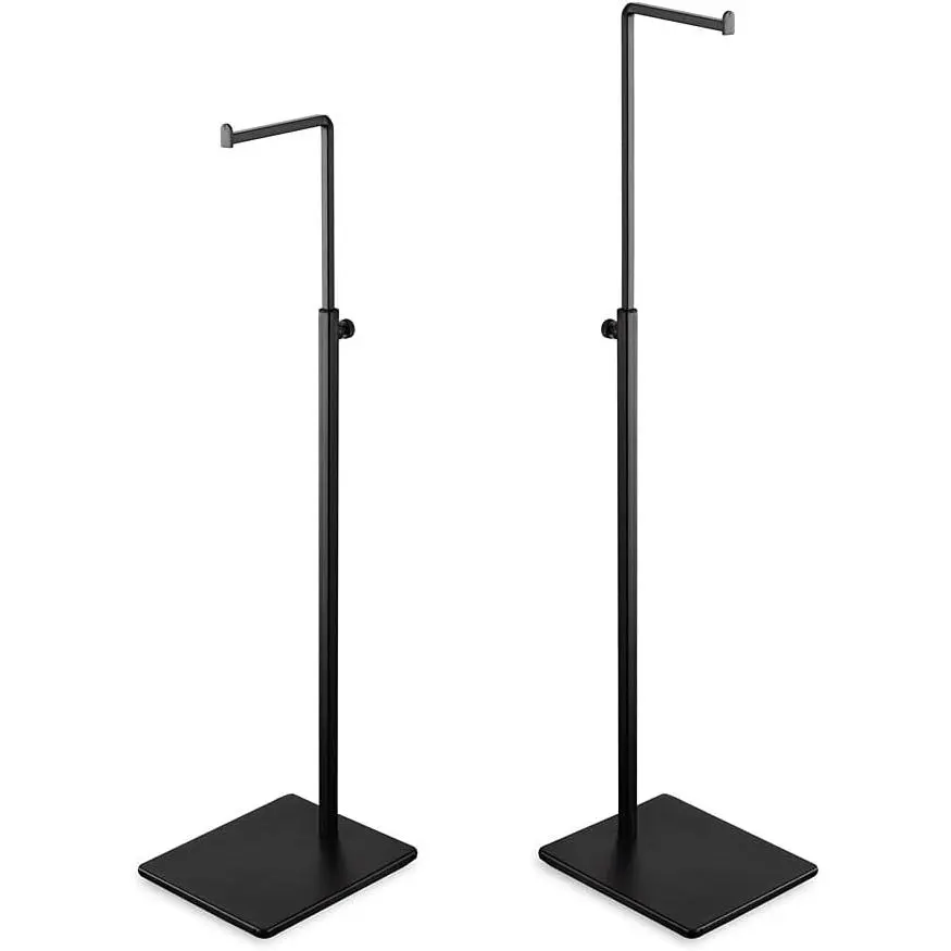 Set of 2 Adjustable Height Black Hanging Hook Bag Stand, Handbag Display Stand