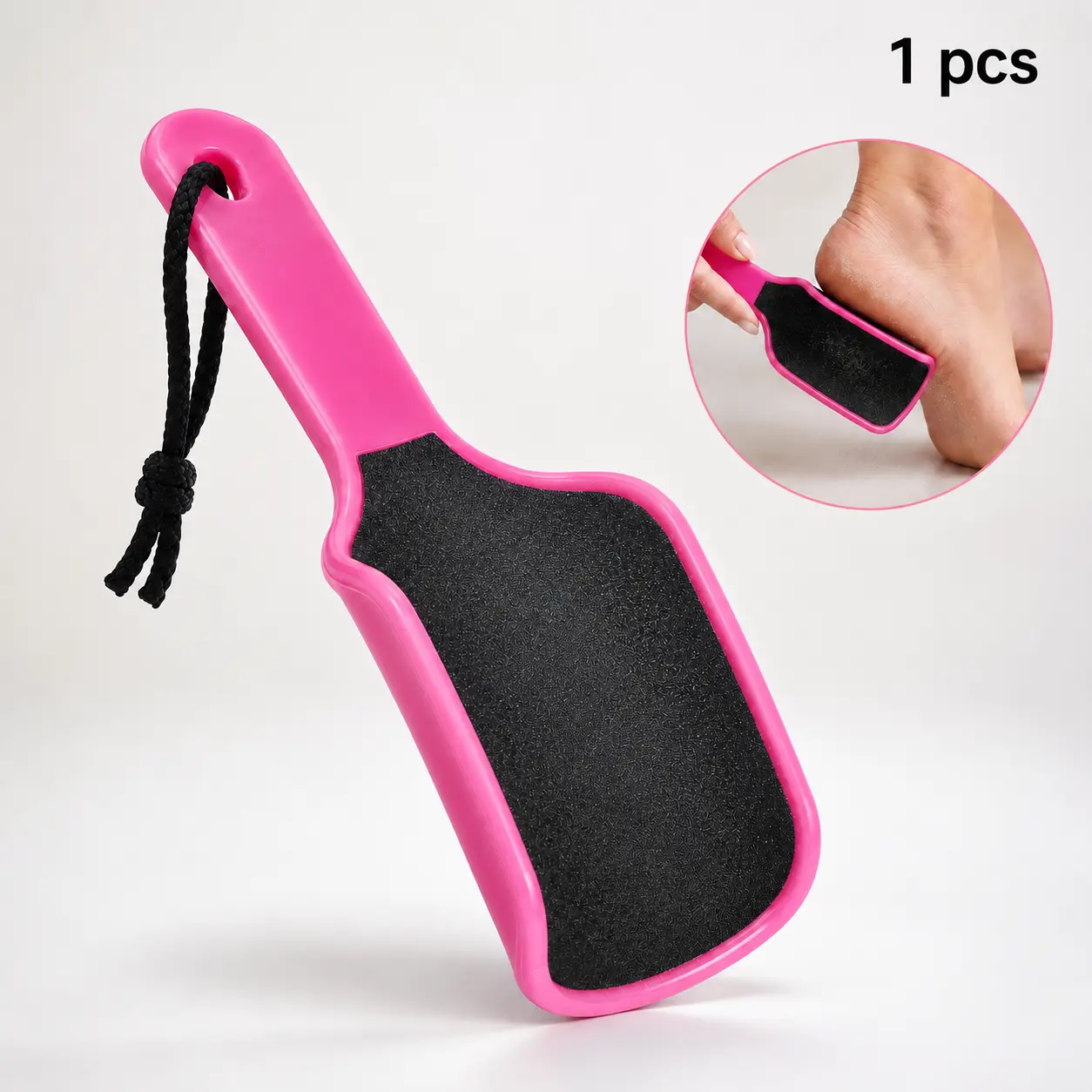 Double-Sided Curved Foot File, Coarse & Fine Grit Callus Remover with Wide Surface and Long Handle for Rough Heels and Dry Skin