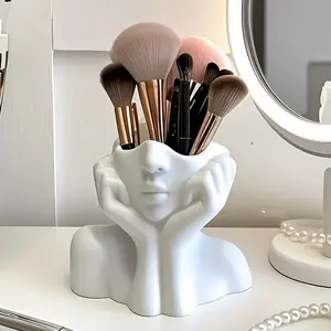 Elegant Makeup Brush Organizer Box, Brush Holder, Modern Art Design, Lightweight, No Assembly, Compatible with Brushes, Eyeliner, Lipstick, Home, Salon, Office