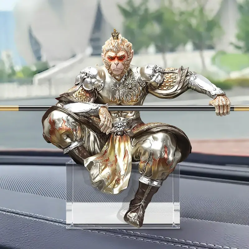 3D Black Myth Wukong Statue, Wukong Goku Desktop Ornament Figure Statue, Monkey King Action Statue, Monkey King Aquarium Decor, Monkey Ornaments Sculpture Office Study Car Decoration(A)