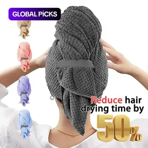 Large Size Super-Absorbent Microfiber Hair Salon Care Cap, 1/4 Counts Hair Drying Towel Suitable for Long and Thick Curly Hair, Ultra-Soft Towel Wrap with Elastic Ring #TOP PICKS