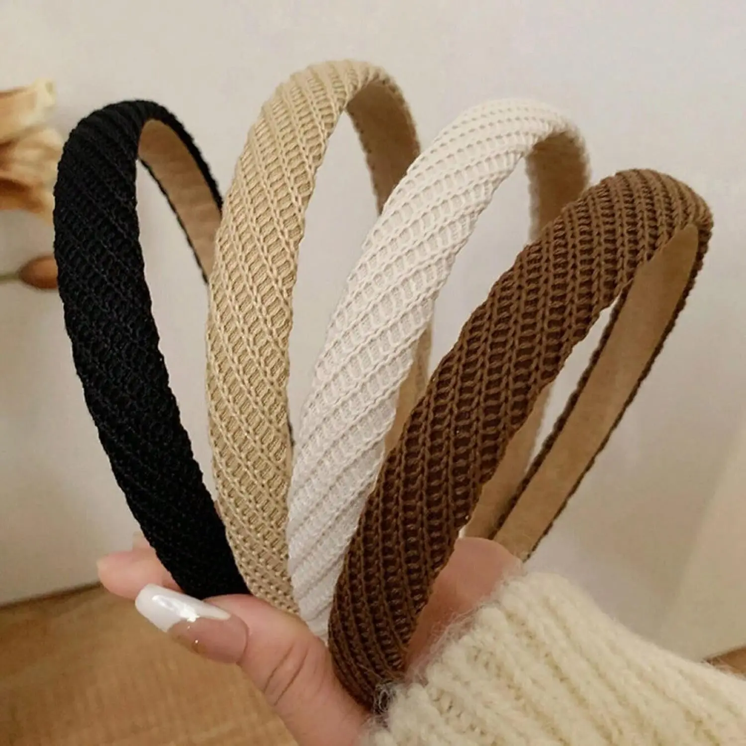 Headbands for Women Thin Knitted Hairbands Fashion Non Slip Headband for Women's Hair Cute Solid Colors Hair Accessories 4 count
