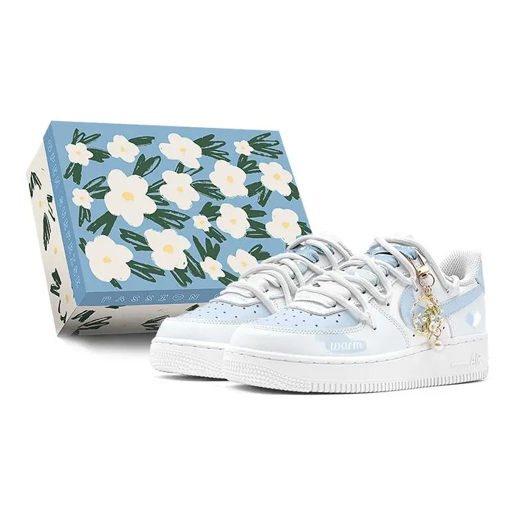 Nike Air Force 1 Low Custom Sneakers for Men: Blue-White Starry Design, Non-Slip, Low-Cut Casual Shoes with Special Box Verifiable, with credentials and supporting global authentication