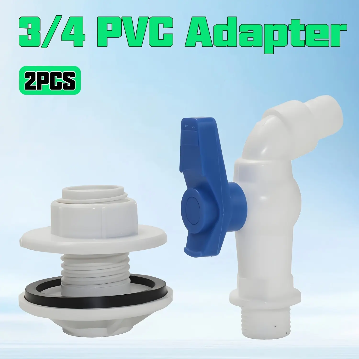 2-Pack 3/4 PVC Adapters, Reliable Water Tank Connectors, Water Hose Connector, Durable Plumbing Fittings, Essential for Home & Garden Use, Connection