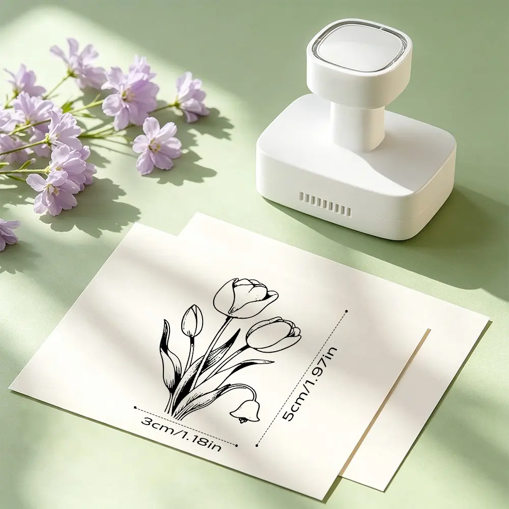 Floral Self-Ink Journal Stamp, Lily of the Valley & Rose Decorative Stamp, Ideal for Journals, Scrapbooks, Card Making, Aesthetic Floral Stamps