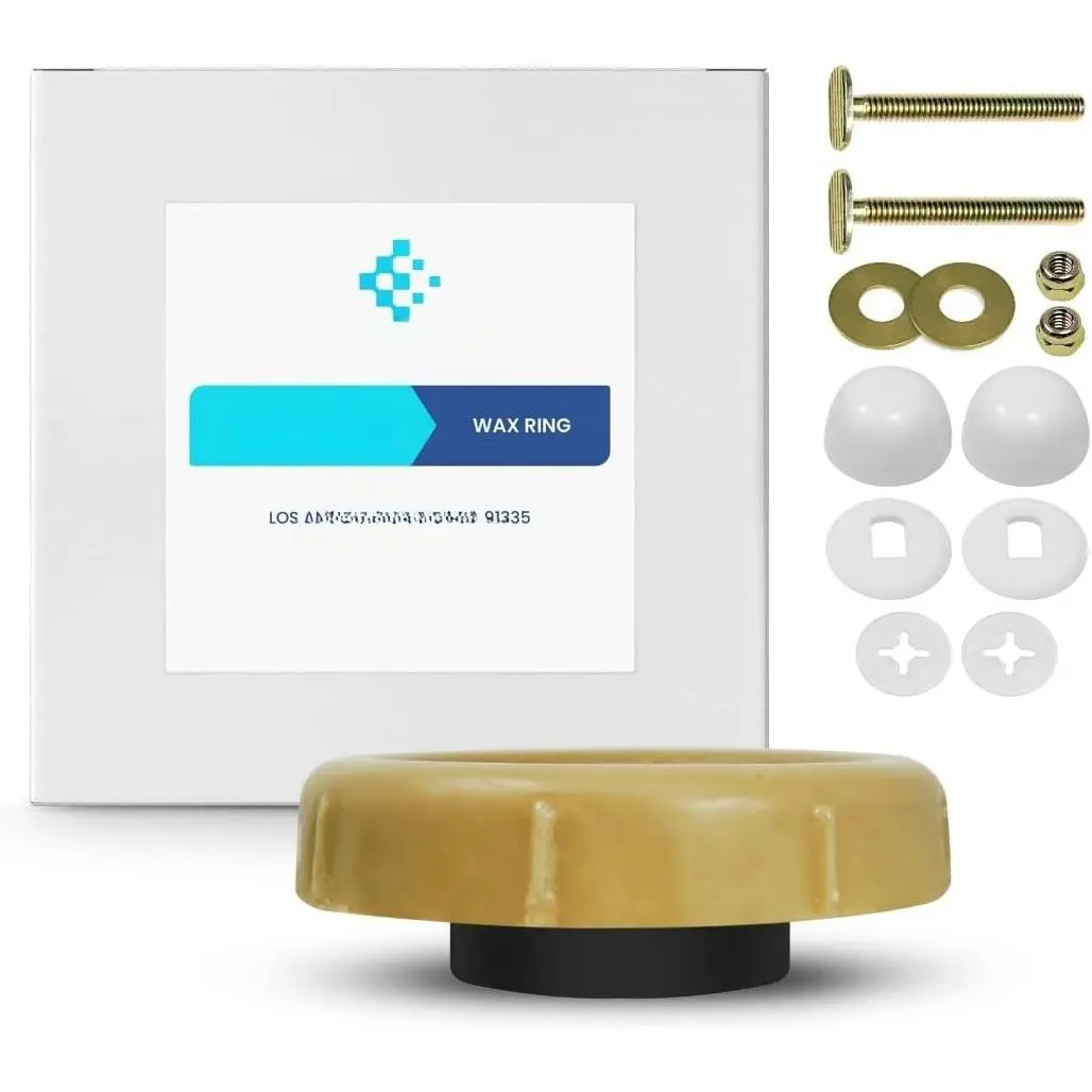 Extra Thick Toilet Wax Ring  Kit for Floor Outlet Toilet Bowl with Black Rubber Flange Funnel Water Tight Seal Gasket Accommodates 3 Inch and 4 Inch  Lines