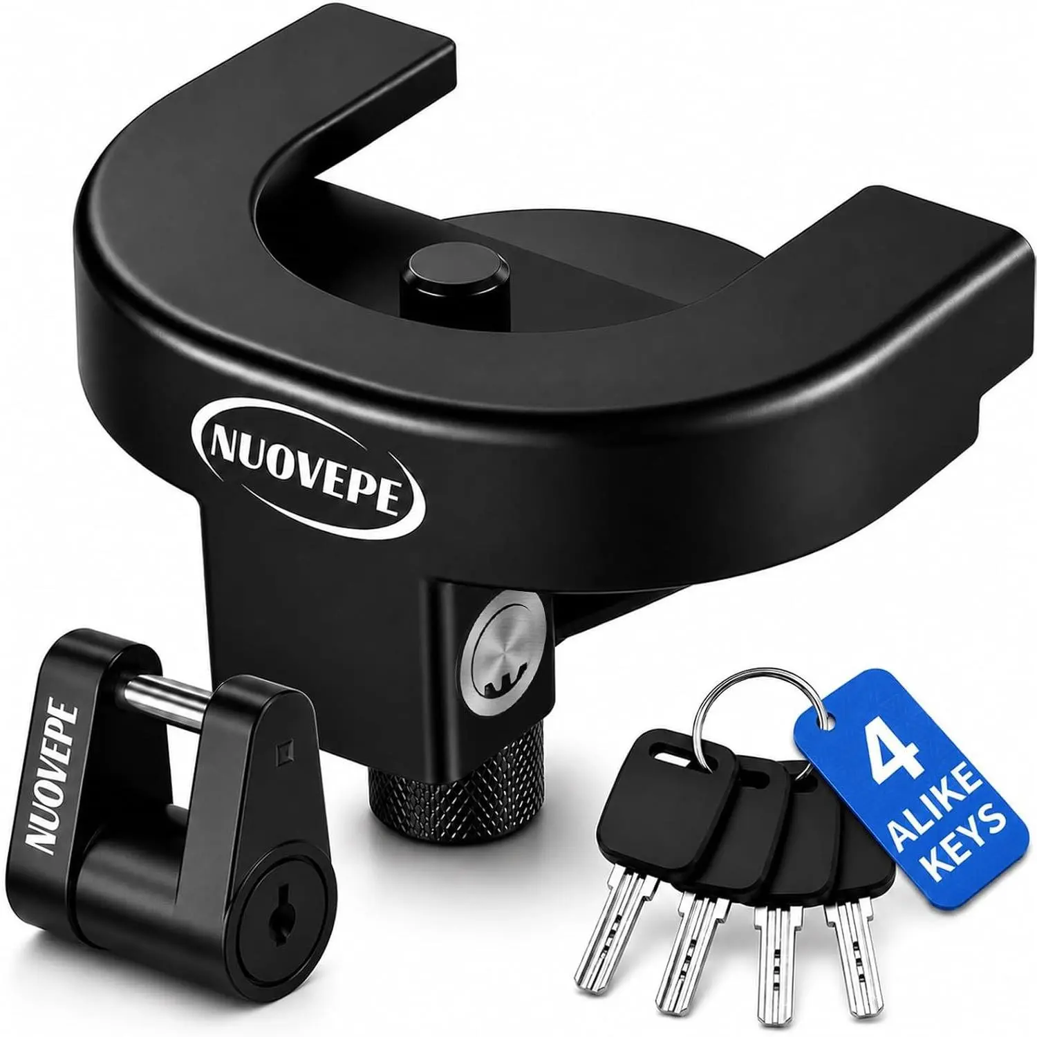 2 5/16 Inch Trailer Hitch Locks Kit, Heavy Duty Anti Theft Trailer Tongue Lock, Reinforced Solid Steel Weatherproof Tow Coupler Lock for RV, Camper, Cargo, Boat, Caravan