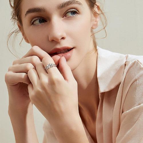MILACOLATO 925 Sterling Silver Anxiety Ring Women's with Movable Beads Anti-Stress Ring Spinner Decompression Ring Adjustable Open Rings for Women