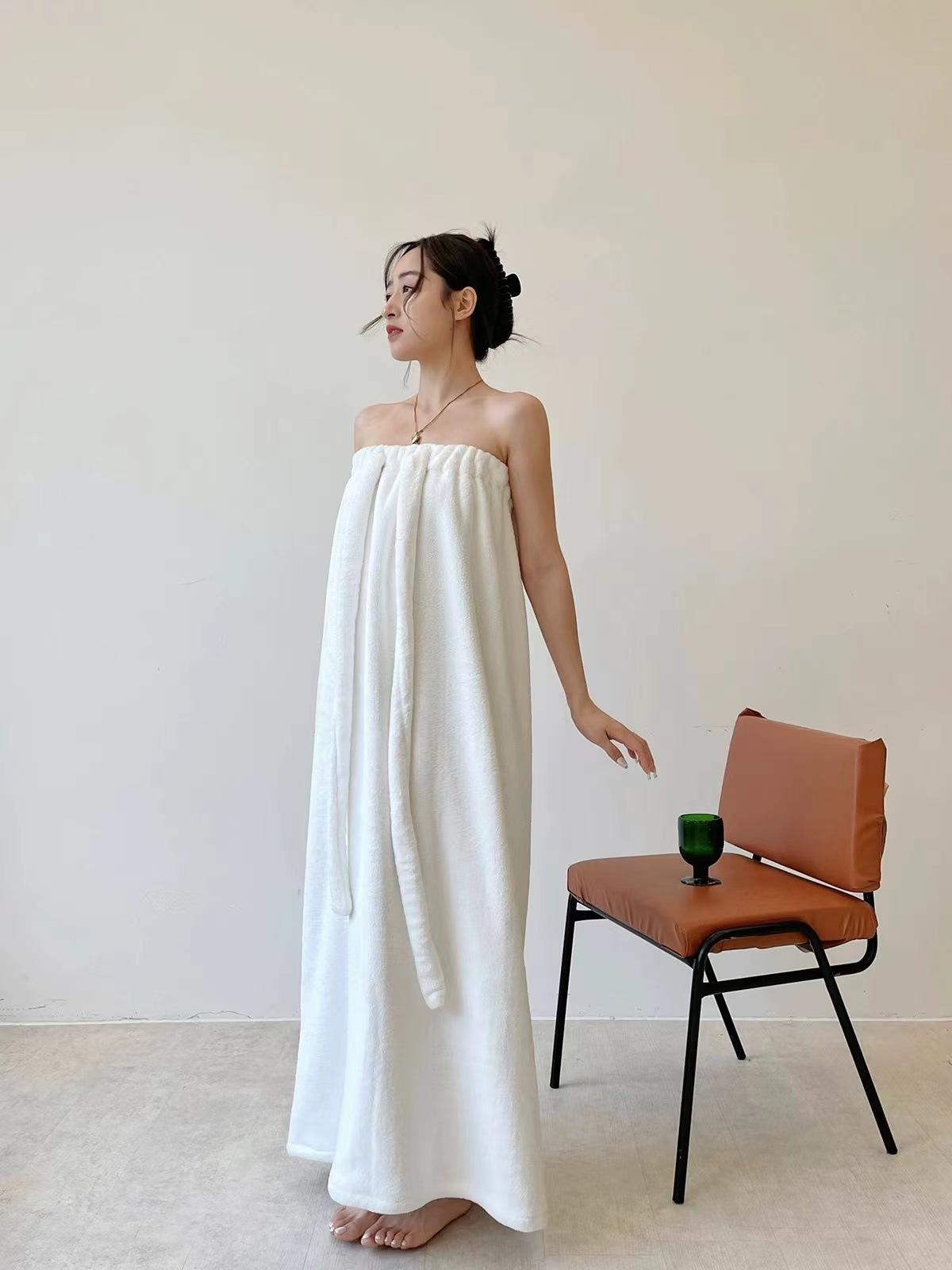 Women's Wearable Bath Towel Dress, Soft Absorbent Strapless Bath Robe, Summer Spa Shower Wrap for Home