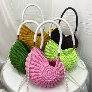 1049  Hand Crocheted Shell Bag Seaside Vacation Women's Woven Bag Shoulder Messenger Bag