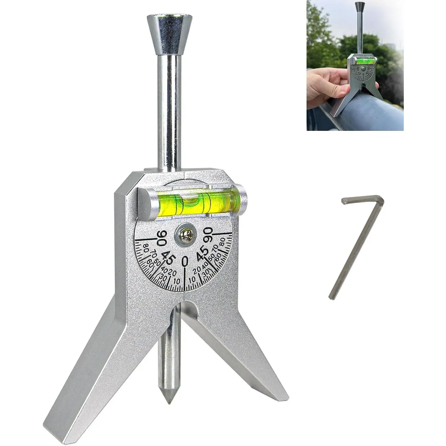 Upgraded Pipe Center Finder, Measure Pipe Diameter, Pipefitter Tools With Centering Head, Measure Pipe Diameter Over 0.5" & up With 4" Y-Type Base and Adjustable Dial Bubble Protractor