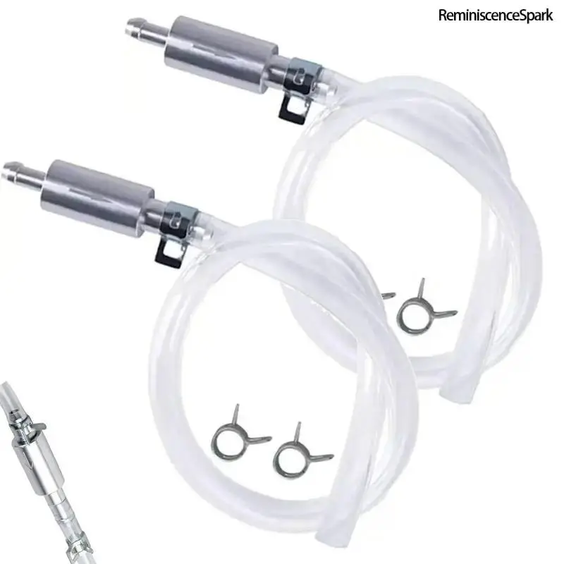 4/2-PCS Brake Bleeder Hose Kit, One-Way Check Valve Tube with Metal Clips, Universal Brake Fluid Bleeder Tool for Car & Motorcycle Hydraulic Brakes