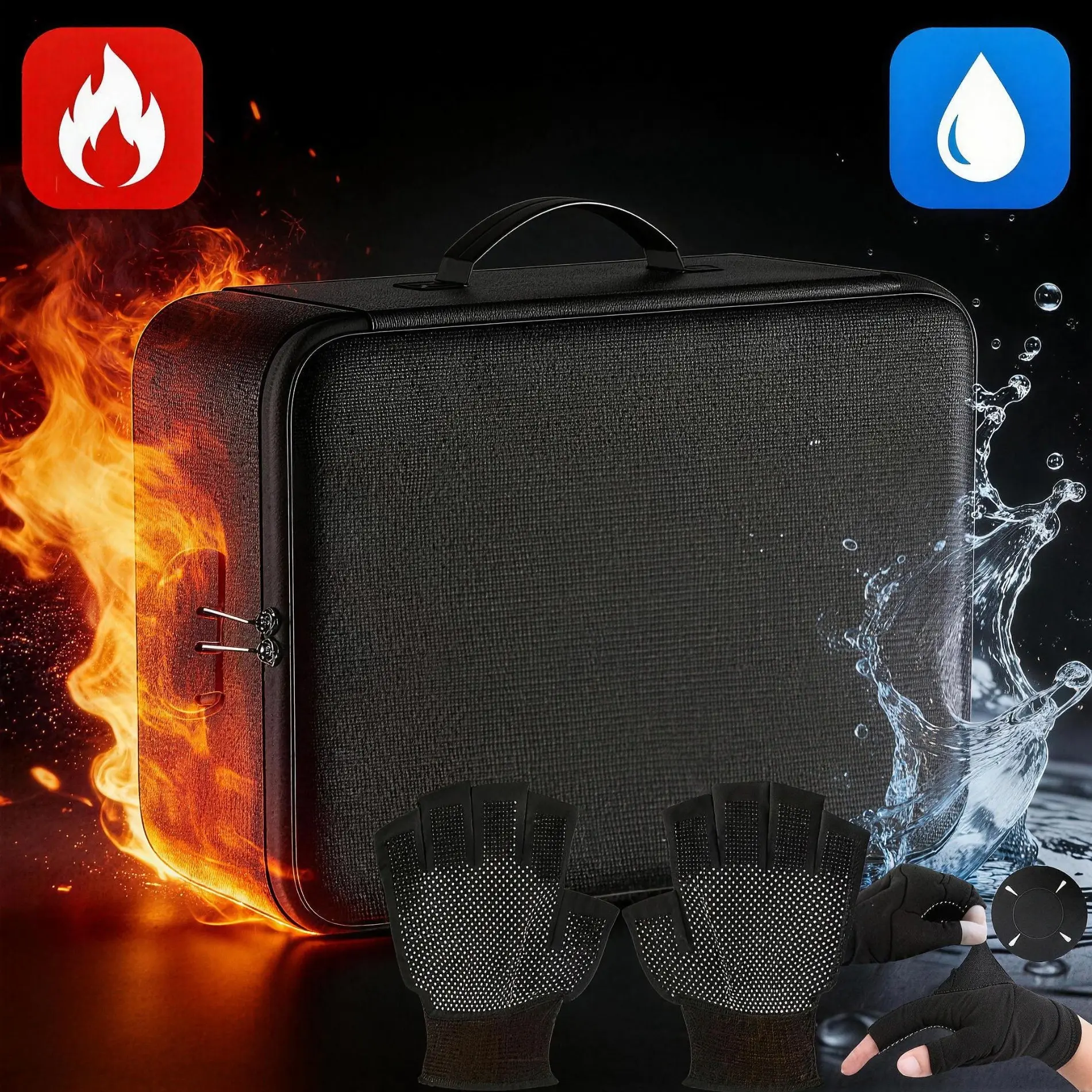 Fireproof Document Safe Box with Combination Lock Waterproof File Storage Organizer Portable Travel Bag for Important Papers Certificate Lockable Organizer