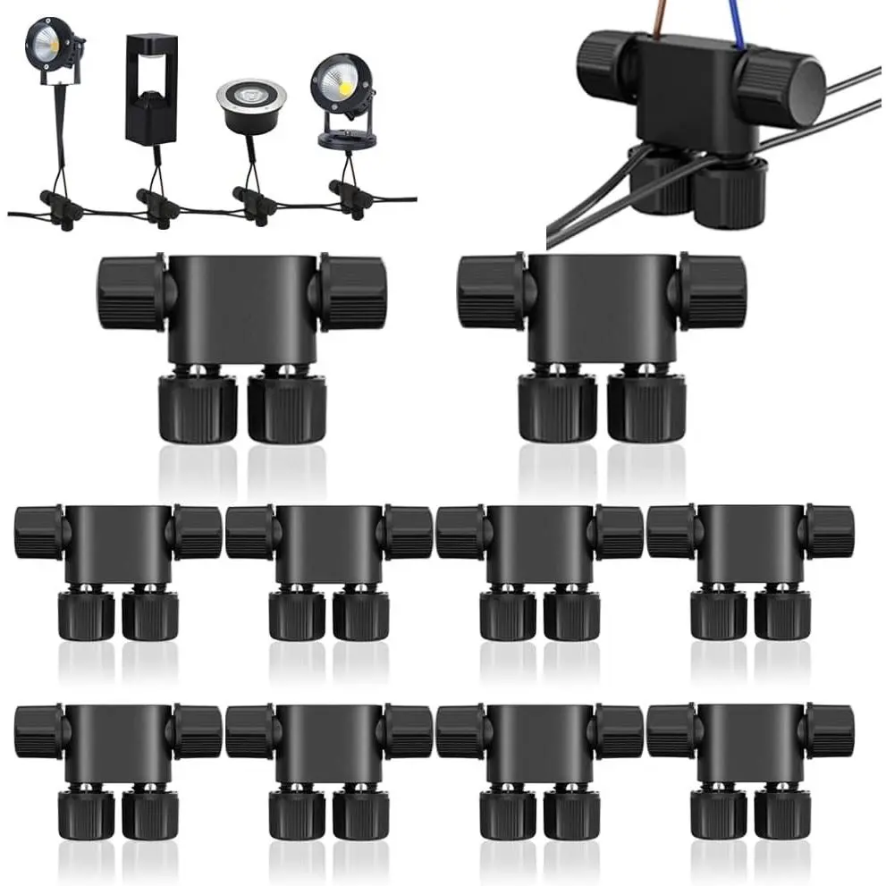 10 Pack Low Voltage Wire Connectors for Landscape Lighting | 12-20 Gauge Landscape Light Cable Connector for Garden Pathway Lights, Outdoor LED Lights
