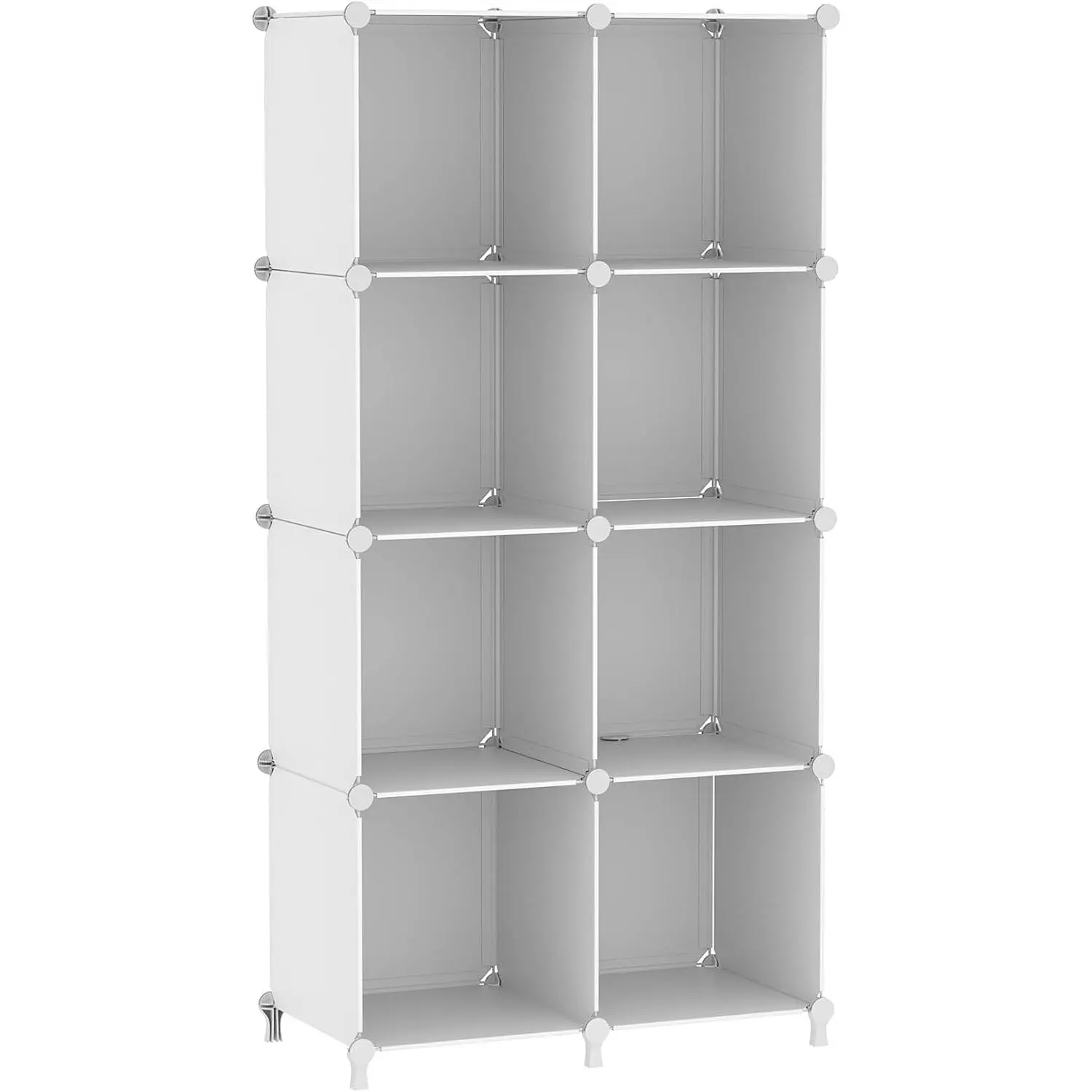 8 Cube Storage Organizer, Closet Organizer Storage Shelf, Bookcase Bookshelf, DIY Stackable Storage Cubes Shelves for Closet, Bedroom, Home, Office, White