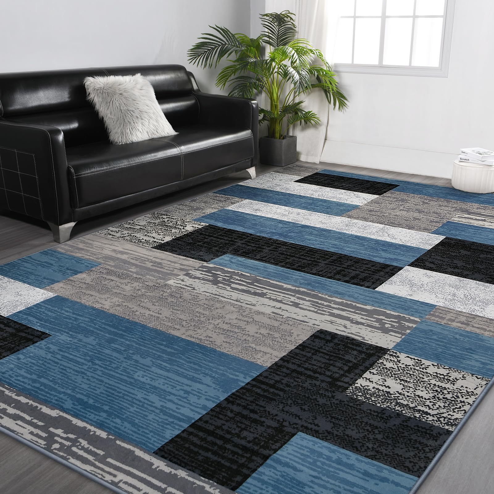 Modern Geometric Patchwork Beige Rug, 5x8ft Large Rockwood Collection Carpet | Floor Decor for Living Room Bedroom Dining Room Entryway Office Nursery Modern Geometric Patchwork Beige Rug, 5x8ft Large Rockwood Collection Carpet | Floor Decor for Living Room Bedroom Dining Room Entryway Office Nursery