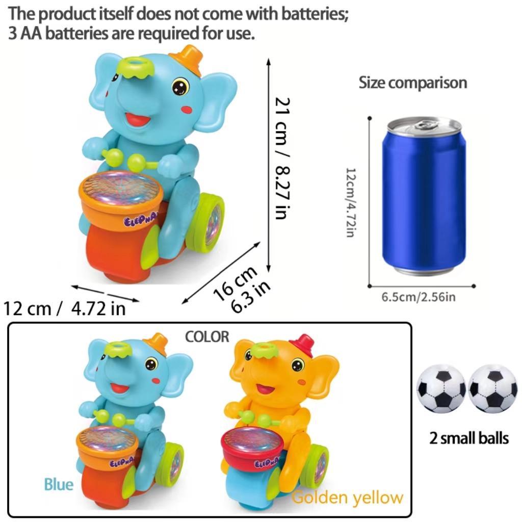 Electric Elephant Design Music Toy with Blowing Ball Function, Spinner Drumming Toy Musical Light Up with Music & Light, Fun Music Toy for Babies, Winter Gift Electric Elephant Design Music Toy with Blowing Ball Function, Spinner Drumming Toy Musical Light Up with Music & Light, Fun Music Toy for Babies, Winter Gift
