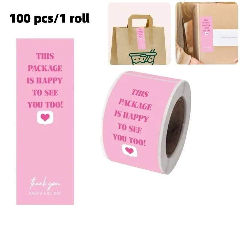 100pcs/1 Roll Decorative Stickers, Perfect for Packaging & Decoration, Ideal Gift Wrapping Material, Durable Adhesive Surface