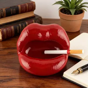 Desktop Decorations & Festive Atmosphere Ornaments  ,Resin Lip-Shaped Ashtray - 1pc Lighter for Home, Living Room,